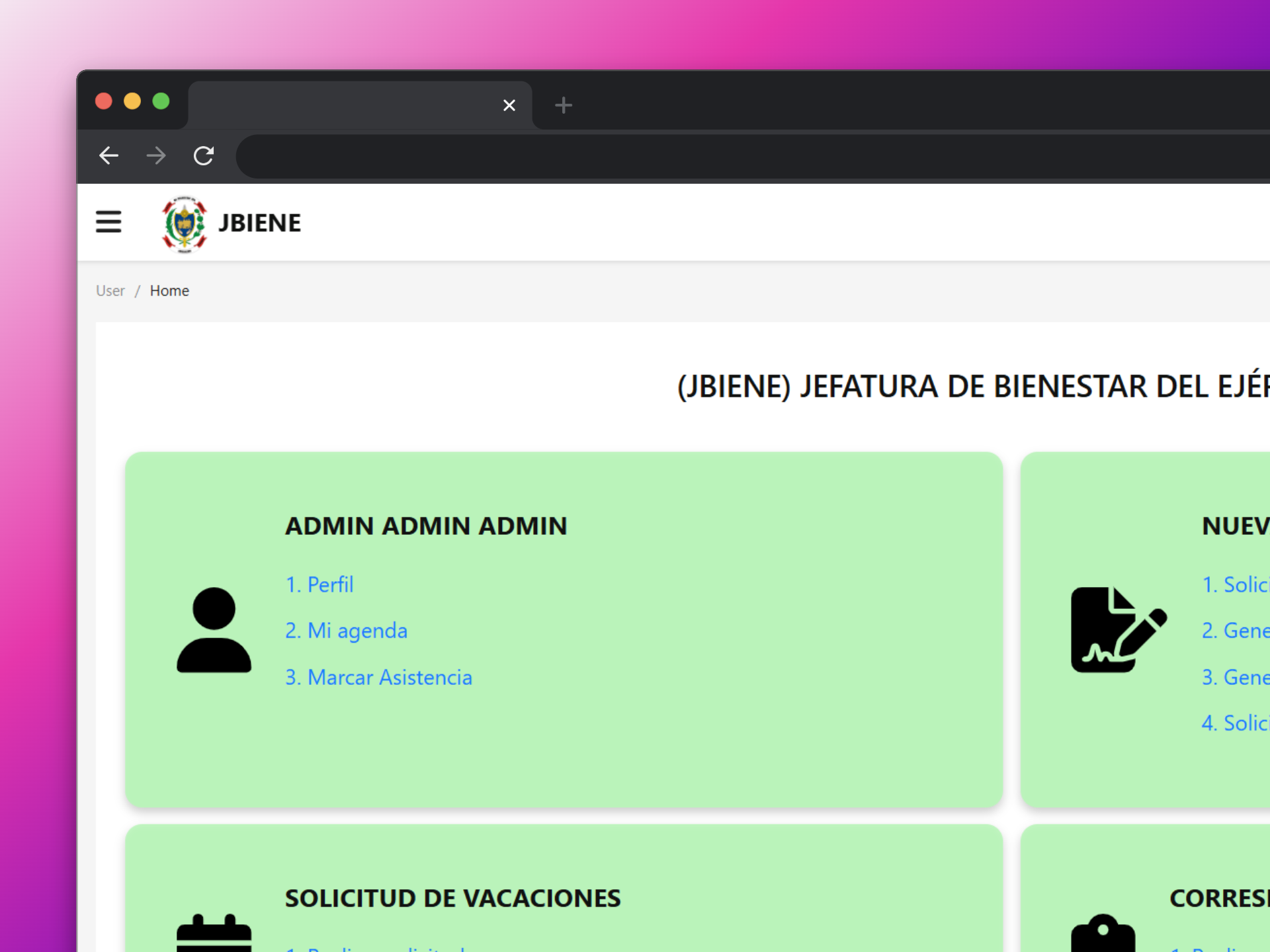 Captura de Korekenke — Sistema de Gestión y Convenios